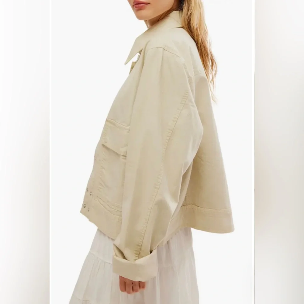 Free People We the Free Suzy Linen Jacket Spring Linen Brand New Size Medium NWT - Picture 5 of 13